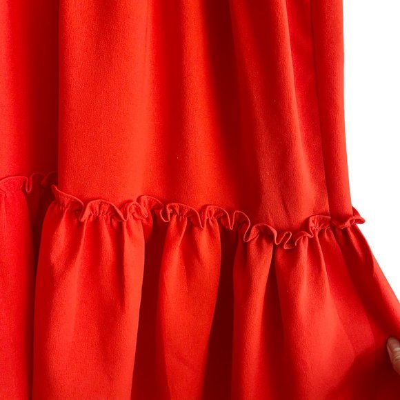 Anthropologie Elliatt Sonnet Red Ruffled Trapeze Ruffle Swing Dress Mock Neck, S - Picture 10 of 11